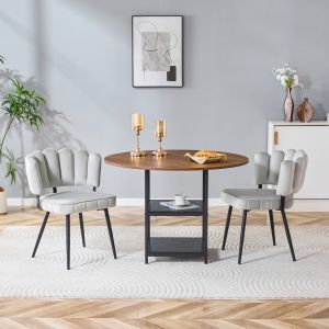 Conjunto de mesa redonda marrón y gris claro para 2 personas
