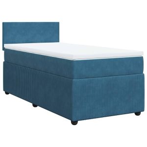 vidaXL cama box spring con colchón terciopelo azul 90x200 cm