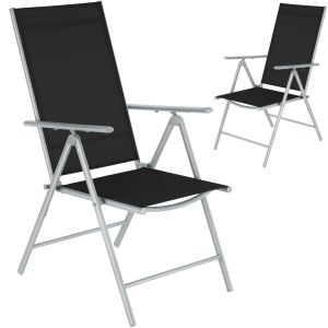 Sillas de jardín plegables con respaldo ajustable, tejido de malla, plata