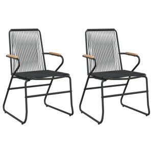 vidaXL sillas de jardín 2 unidades ratán PVC negro 58x59x85,5 cm