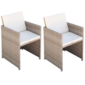 vidaXL sillas de jardín con cojines 2 unidades ratán sintético beige