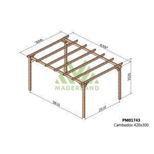 Pérgola de madera maciza - cambados 420x300cm (maderland)