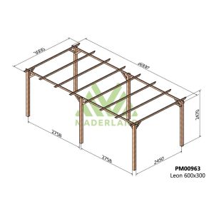 Pérgola de madera maciza - león 600x300cm (maderland)