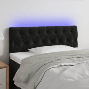 Cabecero con LED de terciopelo negro 90x7x78/88 cm eso1146
