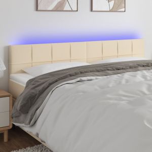 Cabecero con LED de tela color crema 200x5x78/88 cm