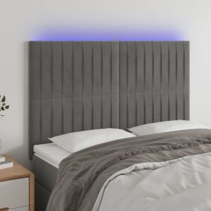 Cabecero con luces LED terciopelo gris claro 144x5x118/128 cm eso8994