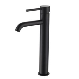 Grifo monomando para lavabo alto pico negro mate