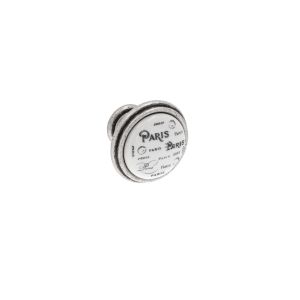 Pomo para muebles en zamac y porcelana 35 mm de diam