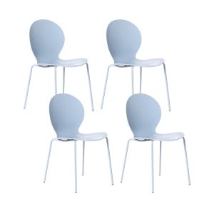 Conjunto de 4 sillas de jardín milos apilable azul claro