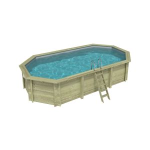 Piscina de madera nemo 7.3x3.97 - h.1.45, gris, con vigas l - bas7305ospl2