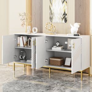 Aparador para salón comedor recibidor 4 puertas blanco 80,5x160x40cm