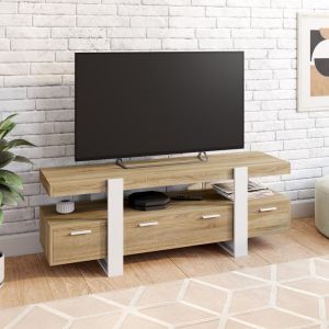 Mueble de tv loft de madera blanca phoenix - 140 cm