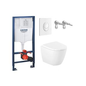 Pack grohe + wc roca ona 53 blanco soft-close + placa blanca