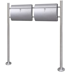 Buzón doble de diseño contemporáneo en acero inoxidable con