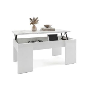 Mesa de centro elevable con almacenaje 100x42,5-53 cm vita blanco - mármol