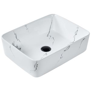 Lavabo sobre encimera hopi 49 x 38 cm cerámica mármol blanco