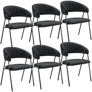 6 sillas de comedor de tejido acolchado 60 x 58 x 85 cm negro