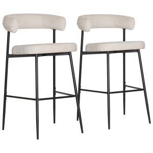 Pack de 2 taburetes de bar de tela beige thea