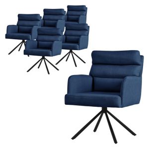 6x silla de comedor giratoria azul oscuro asiento