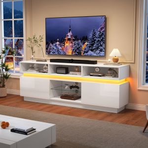 Mueble de tv con LED y 10 huecos blanco 60x160x35cm