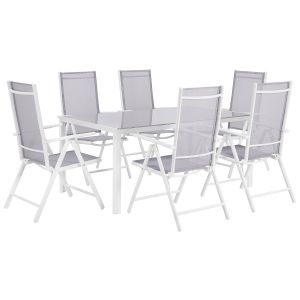 Conjunto de comedor exterior 6 plazas catania metal gris