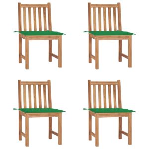 vidaXL sillas de jardín 4 unidades madera maciza de teca con cojines