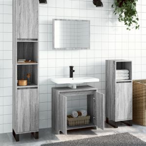 Juego de dos piezas de muebles de baño fabricados en madera gris de sonoma