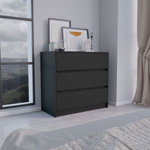 Comoda austin en melamina con 3 cajones , negro , 80 cm  x 85 cm  x 42 cm