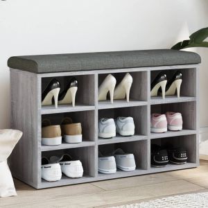Banco zapatero madera de ingeniería gris sonoma 82x32x50 cm