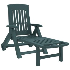 vidaXL tumbona plegable con ruedas pp verde