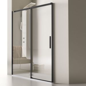 Mampara luna de ducha frontal negro mate 108-112cm