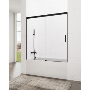 Mampara de bañera frontal + corredera basic 145-150cm transparente negro