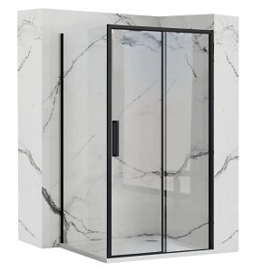 Rea cabina de ducha esquinera rapid slide black 120x80, 120x80x195 cm