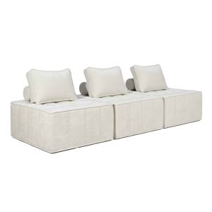 Oviala - sofá modular de tela de 3 plazas con cojines crudo
