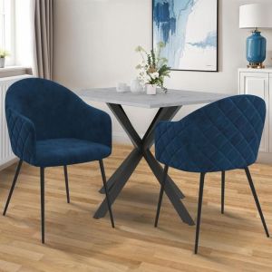 Sillas de terciopelo azul pato - lote de 2 - 53x58x77 cm