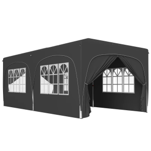 Carpa plegable 597x300x270 cm metal, tela oxford color gris Outsunny