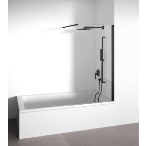 Mampara de bañera fija  negra 98-100 cm alto 145 cm bellobath