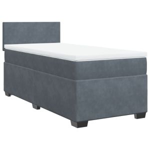 vidaXL cama box spring con colchón terciopelo gris oscuro 90x190 cm