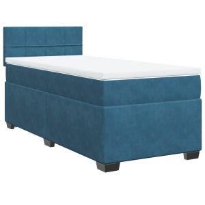vidaXL cama box spring con colchón terciopelo azul 90x200 cm
