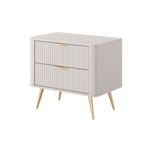 Mesita de noche - 3xe living - 63,2 x 38 x 55,3 cm - beige - patas de acero