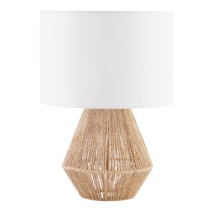 Lámpara de mesa de yute en estilo boho, 60 w y 32 x 45 cm, natural