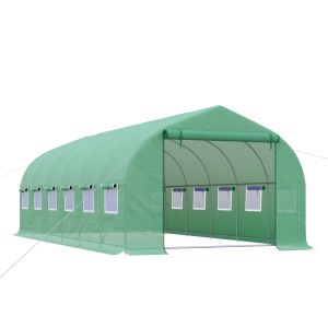 Invernadero de túnel metal galvanizado y pe color verde 595x300x200 cm