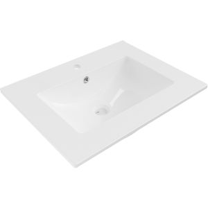 Lavabo cerámico sobre encimera, 61x46x19 cm, blanco