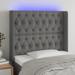 Cabecero con LED de tela gris oscuro103x16x118/128 cm eso3517