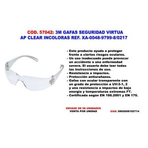Gafas de seguridad 3m virtua ap incoloras
