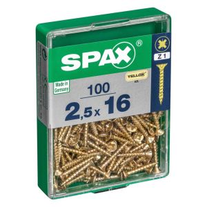 Caja 100 unid. Tornillo madera spax cabeza plana yellox 2,5x16mm