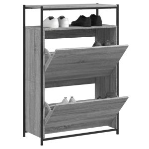 Zapatero de madera de ingeniería gris sonoma 75x34x112 cm