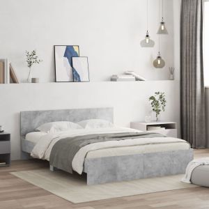 Cama con cabecero gris hormigón 140x200 cm