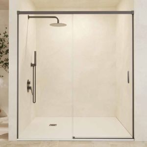 Mampara ducha corredera 1 puerta 1 fijo | black gun 160cm (adap.156,1-161)