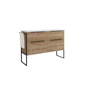 Mueble de baño al suelo con lavabo cerámico | 120cm (2 senos) roble natural